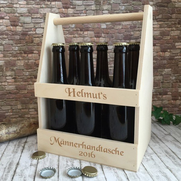 Männerhandtasche Bier mit Gravur