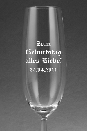 Sektglas [DIVA] mit Text graviert