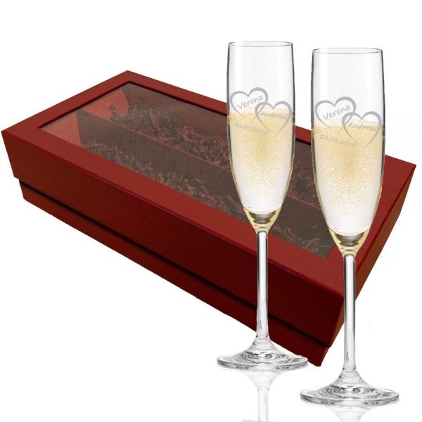 Graviertes Sekt Set Zur Hochzeit Sektglas Mit Herzen Graviert