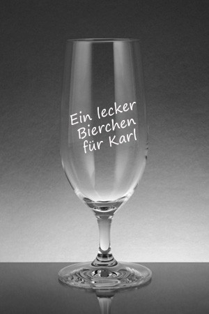 Bierglas mit Textgravur